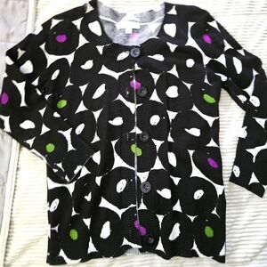 Josheph A Black and White Patterned Cardigan W Pops Of Color Size S